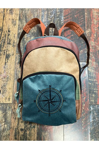 Street Bag Ethnic Authentic Bohemian Compass Κεντημένο αδιάβροχο σακίδιο πλάτης με ορθοπεδική υποστήριξη 3 ματιών