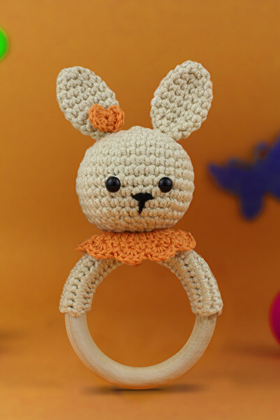 Banvela Handmade %100 Organik Bebek Tavşan Amigurumi Diş Kaşıyıcı Çıngırak Dişlik