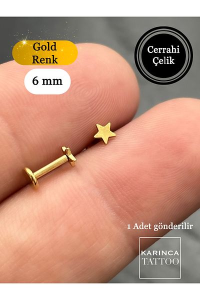 Karınca Piercing Star Piercing - 6 mm Surgical Steel, Anti-Tarnish Forward Helix Flat Conch Tragus