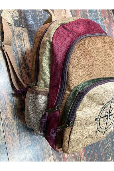 Street Bag Ethnic Authentic Bohemian Compass Κεντημένο αδιάβροχο σακίδιο πλάτης με ορθοπεδική υποστήριξη 3 ματιών