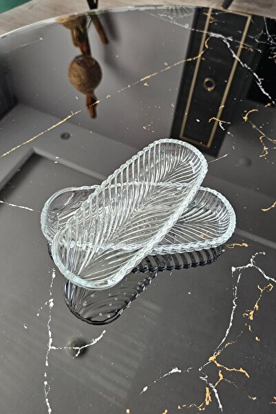 Gülümseten Avm 4 lü Kayık Sunum Tabağı | Balık Sırtı Tabak | Oval Servis Tabağı (19 CM)