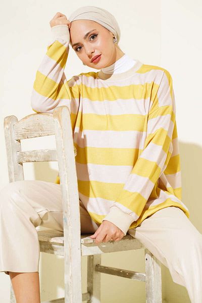 VOLT CLOTHİNG Γυναικείο Οριζόντιο Ριγέ Oversize τουνίκ