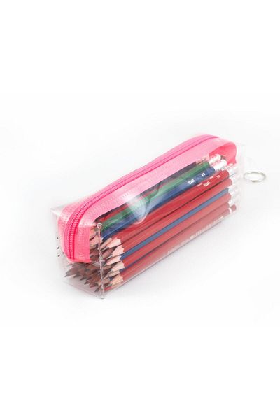 BYBAG Ροζ φερμουάρ Ποιότητα PVC Διαφανής θήκη για στυλό Μακιγιάζ Θήκη μολυβιού