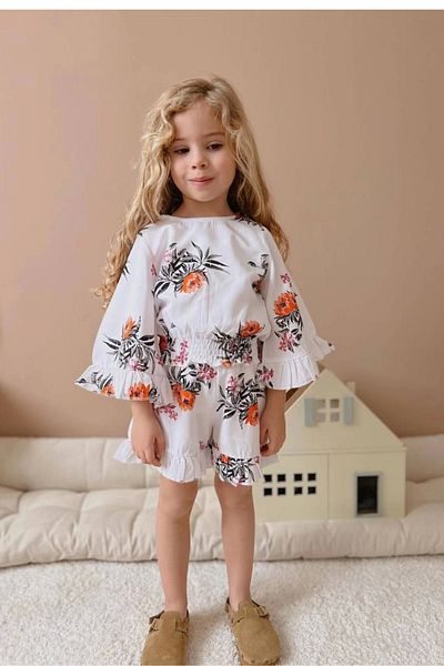 Kidmark Çocuk Modası Girl's Floral Shorts Suit