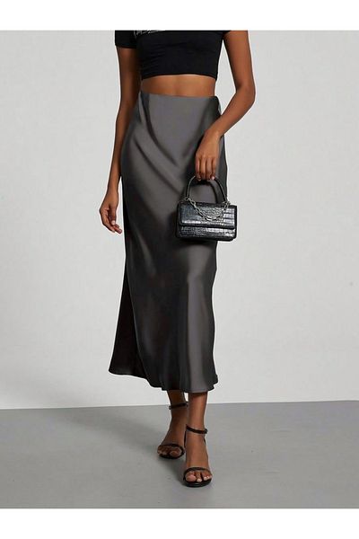 hekra Gray Satin Skirt
