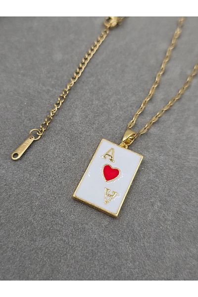 YUGENCONCEPT Tarot Card Patterned Steel Necklace - Cup Ace