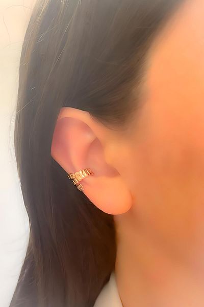 Trinos Steel Earrings Snake Figured Zircon Stone Compressed Cartilage Earrings (1 Piece)