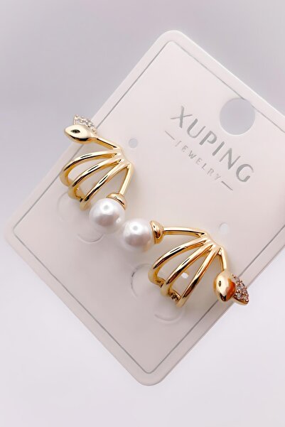 Trinos حلق من الفولاذ مزين بالزهور مع أقراط من اللؤلؤ