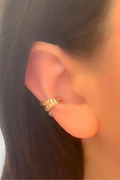 Trinos Steel Earrings Snake Figured Zircon Stone Compressed Cartilage Earrings (1 Piece)