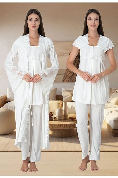 by İGP Lacy Maternity Pajama Set with Dressing Gown
