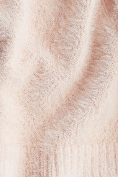 H&M Kapüşonlu Kabarık Tüylü Triko Üst