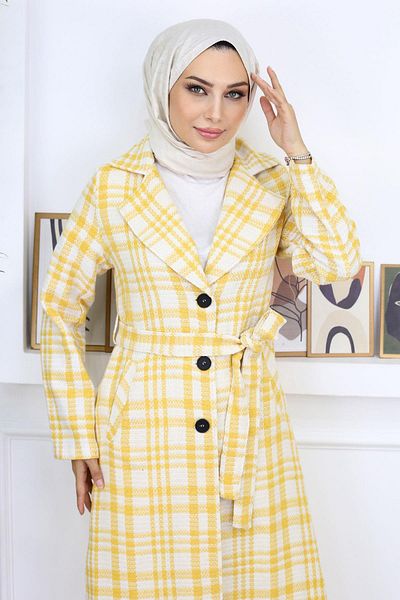Moda Mihram Mantel mit Karomuster