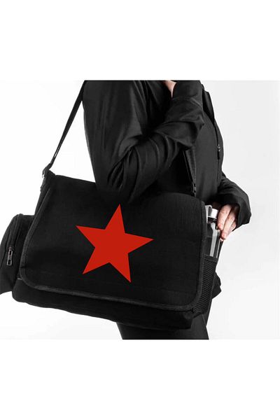 Aesthia Geantă Messenger imprimată cu design Red Star - Mingalondon