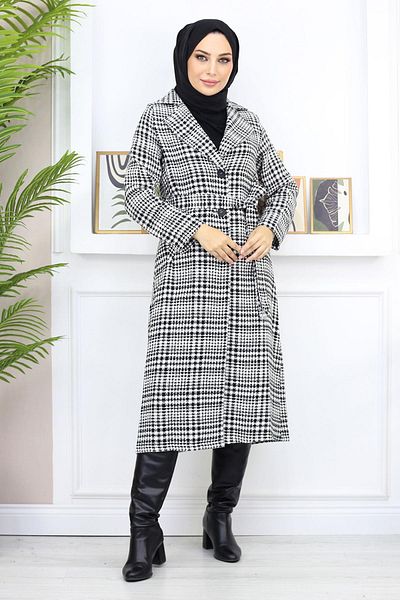 Moda Mihram Mantel mit Karomuster