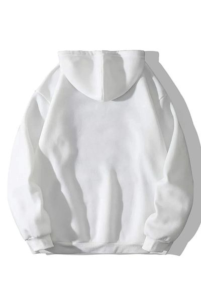 zunop Men's Cream Bonnet Printed Hooded Oversize Sweatshirt