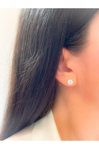 Trinos Steel Earrings 8mm Zircon Stone Earrings