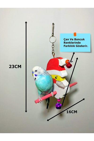 Ciko Kafes Santa Claus Figured Bird Perch with Hat and Bells