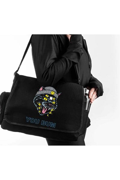 Aesthia Geantă Messenger imprimată cu design special You Bum Cat - Mingalondon