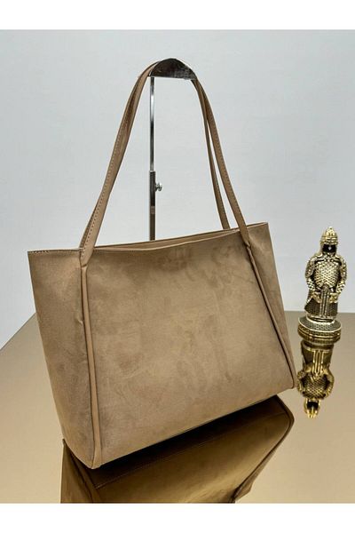 ARTON Τσάντα ώμου Casual με ραβδώσεις Mink Suede