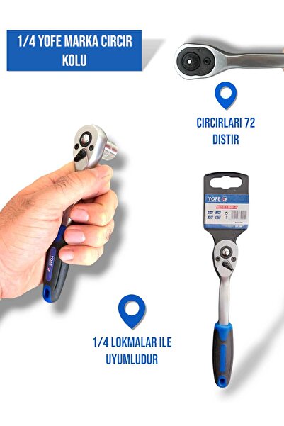 EKİNLER 1/4 72 Tooth Full Professional Socket Ratchet Handle Repair Supplies