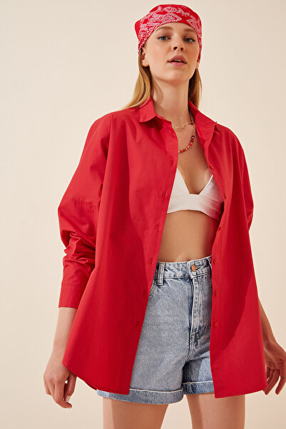 Lovelyİstanbul Cămașă Basic Oversize ROȘU LDD0003