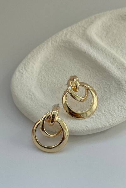 Lavian Accessories Iç Içe Yuvarlak Model Gold Renk Kadın Halka Küpe