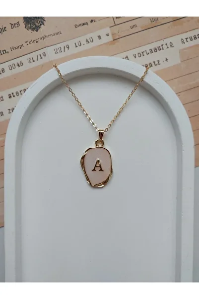 Alexis Carrel Gold Pearl Enameled Letter a Women's Necklace