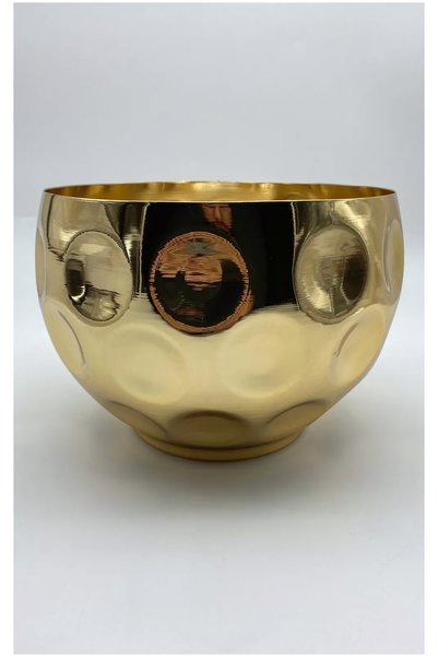 Yaren Style Gold Metal Büyük Top Küre Dekoratif Orkide Saksısı, Çiçek Vazosu