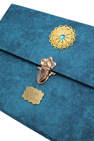 MyReal Özel İsimli 30 Cüz Kuran-ı Kerim Nubuk Çantalı Rahle Boy