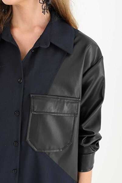 Puane Leather Piece Transition Women's Tunic Shirt - 10563