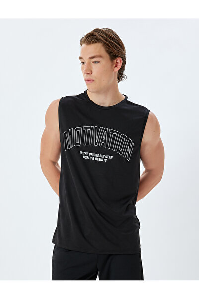 Koton Slogan Printed Crew Neck Sleeveless Sports Tank Top