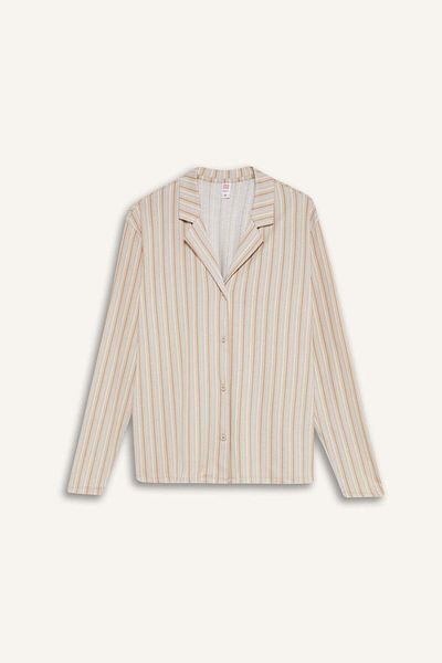 DeFacto Dfm - Fall in Love Pajamas Suit Long Sleeve Button Top Elastic Waist Long Bottom