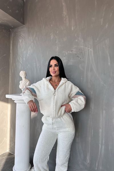 kamacibutik Hooded Zippered Oversize Plush Tracksuit Set