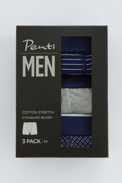 Penti Navy Blue Navy Printed 3-Piece Mid Boxer