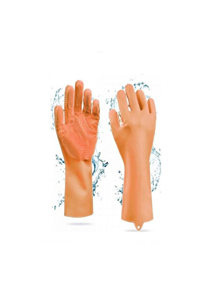 BAMTEBİ Slikon Tırtıklı Yıkama Temizlik Eldiveni Standart Boy Isıya Dayanıklı...