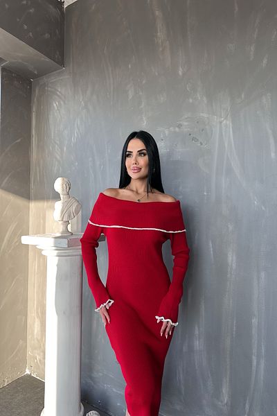 kamacibutik Madonna Collar Ribbed Knitwear Dress