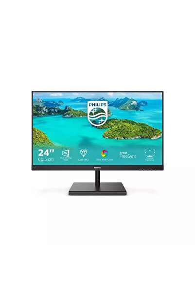 Philips 245E1S ELine 23.8" LED IPS 4ms 75Hz 2560x1440 QHD VGA HDMI DP (Vesa) AMD Free-Sync Siyah Mon