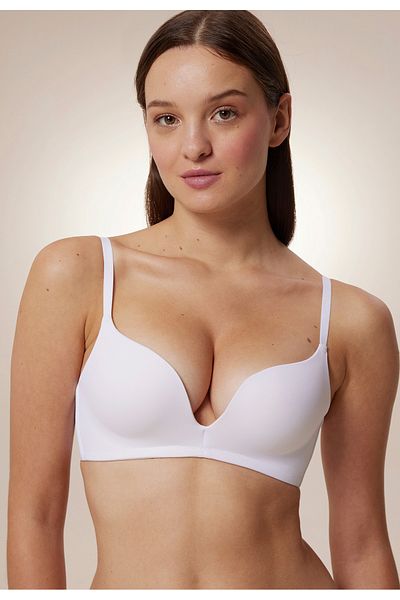 Penti #no-underwire Weißer bügelloser Dekolleté-Push-Up-BH