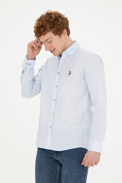 U.S. Polo Assn. Erkek Açık Mavi Uzun Kollu Basic Gömlek 50281921-VR003