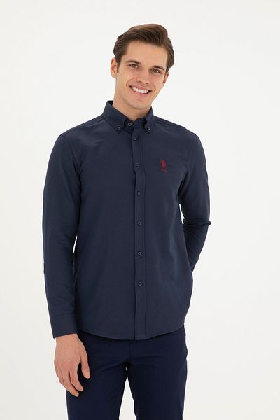 U.S. Polo Assn. Ανδρικό μακρυμάνικο πουκάμισο Navy Blue Basic 50282589-VR033