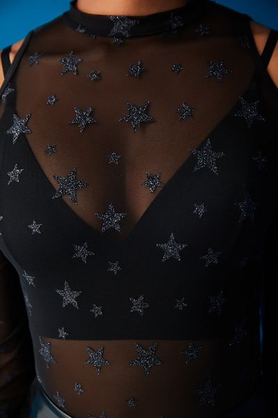 Penti Black Bodysuit Without Underwire with Shiny Stars