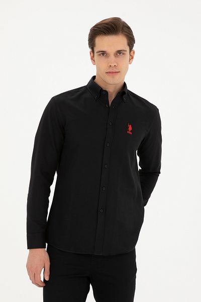 U.S. Polo Assn. Мъжка черна риза с дълъг ръкав 50282589-VR046