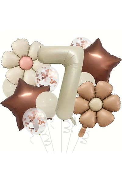DÜVENCİ TİCARET 32-Inch Cute Daisy Foil Balloon Set, Mixed Colors,
