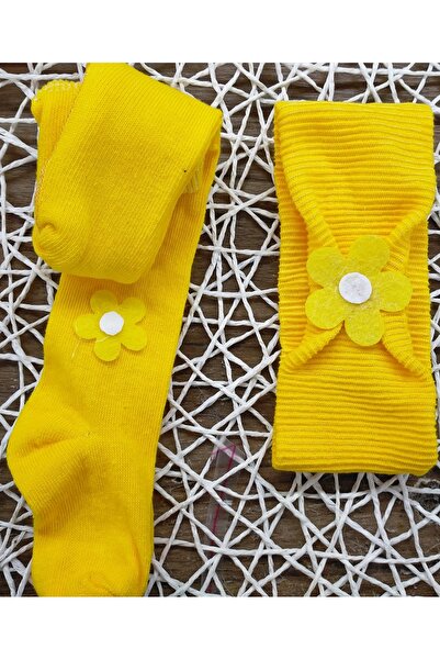 ÖZKARDEŞLER BABY Комплект бебешки и детски чорапогащи и бандана с маргаритка