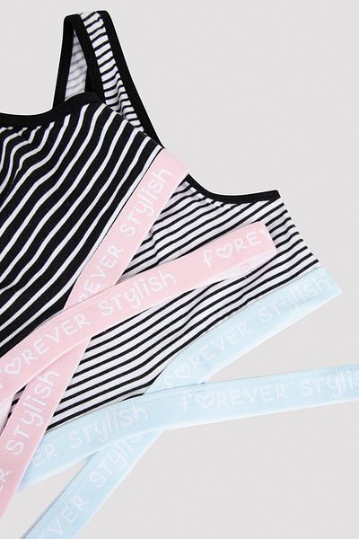 Penti Multicolored Girl's Striped Slogan Sports Bralette