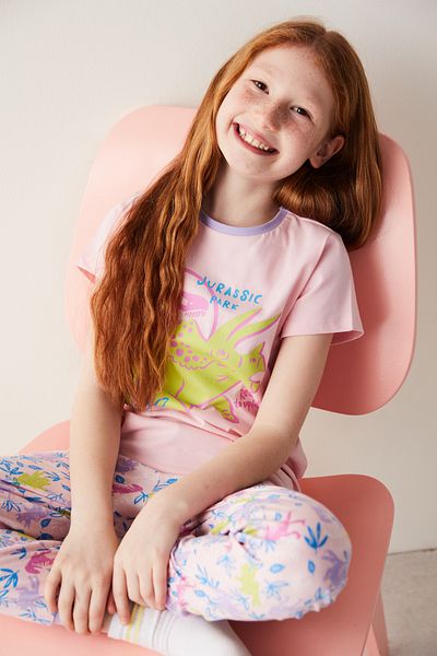 Penti Girl's Jurassic Park Slogan Printed Pajama Set