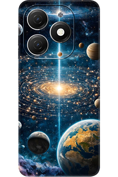 TECNO Spark 20 (KJ5n) Uyumlu Kamera Korumalı Gezegen Baskılı HD+ Silikon Kılıf