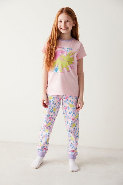 Penti Girl's Jurassic Park Slogan Printed Pajama Set