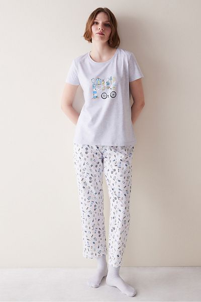 Penti Set de pijamale pantaloni gri Spring Days