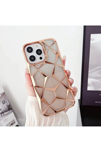 DGN İphone 11 Kılıf Baklava Desenli Silikon İçi Pırıltılı Pullu Simli Renkli Şeffaf